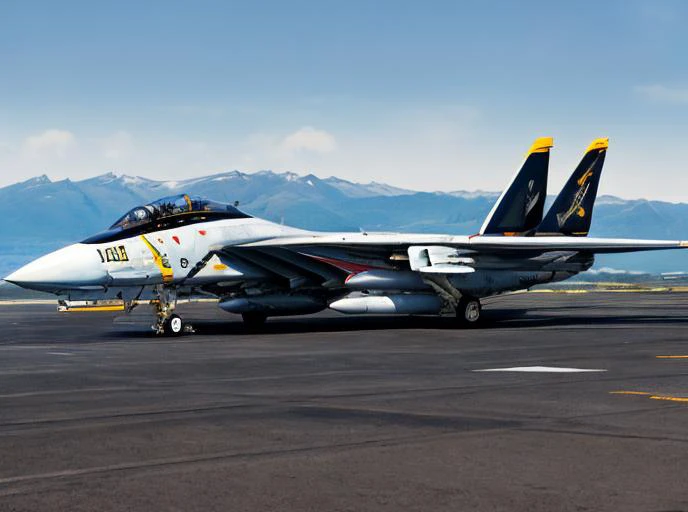 <lora:F14:0.9> F14 (masterpiece, best quality:1.2), ultra-detailed, (anime style), airfield, runaway , japan, Vulcan on background, fujiyama