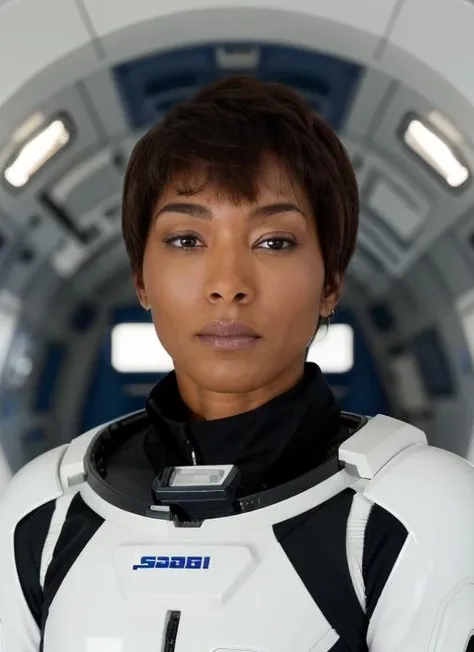ab1 <lora:AngelaBassett:1>, headshot, woman, solo, woman Wearing an artificial gravity spacesuit: gravity-tech armor, localized gravity field, microgravity counteraction., full body, full body shot, white background, no background, PNG, natural lighting, no shadows, ultra detailed, hyperrealistic, 80mm, 4k, 8k, 8k realistic, sharp focus, intricate, high resolution