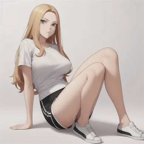 Kingdom Style, Sophie, white shirt, shorts, shoes, full body portrait <lora:Sophie_StyleG:0.8>