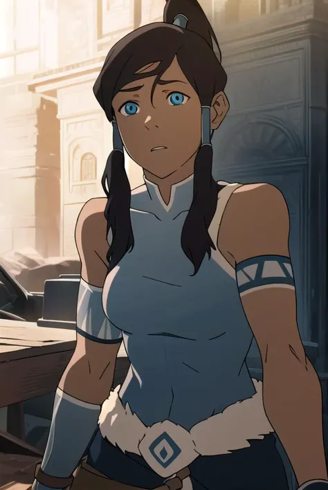 avatarkorra, <lyco:korrav2-lyco-nochekaiser:1>,
normkorra, korra, long hair, blue eyes, brown hair, ponytail, dark skin, dark-skinned female, hair tubes, topknot,
BREAK bare shoulders, armband, armlet, vambraces, bracer,
BREAK looking at viewer,
BREAK outdoors,
BREAK <lyco:GoodHands-beta2:1>, (masterpiece:1.2), best quality, high resolution, unity 8k wallpaper, (illustration:0.8), (beautiful detailed eyes:1.6), extremely detailed face, perfect lighting, extremely detailed CG, (perfect hands, perfect anatomy),