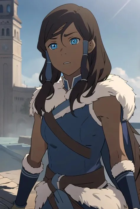 avatarkorra, <lyco:korrav2-lyco-nochekaiser:1>,
lhkorra, korra, long hair, blue eyes, brown hair, dark skin, dark-skinned female, hair tubes,
BREAK fur trim,
BREAK looking at viewer,
BREAK outdoors,
BREAK <lyco:GoodHands-beta2:1>, (masterpiece:1.2), best quality, high resolution, unity 8k wallpaper, (illustration:0.8), (beautiful detailed eyes:1.6), extremely detailed face, perfect lighting, extremely detailed CG, (perfect hands, perfect anatomy),