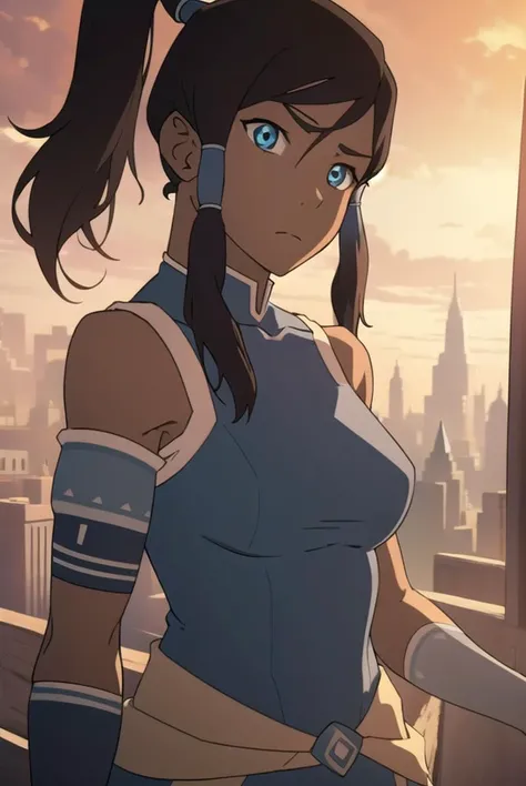 avatarkorra, <lyco:korrav2-lyco-nochekaiser:1>,
normkorra, korra, long hair, blue eyes, brown hair, ponytail, dark skin, dark-skinned female, hair tubes, topknot,
BREAK bare shoulders, armband, armlet, vambraces, bracer,
BREAK looking at viewer,
BREAK outdoors,
BREAK <lyco:GoodHands-beta2:1>, (masterpiece:1.2), best quality, high resolution, unity 8k wallpaper, (illustration:0.8), (beautiful detailed eyes:1.6), extremely detailed face, perfect lighting, extremely detailed CG, (perfect hands, perfect anatomy),