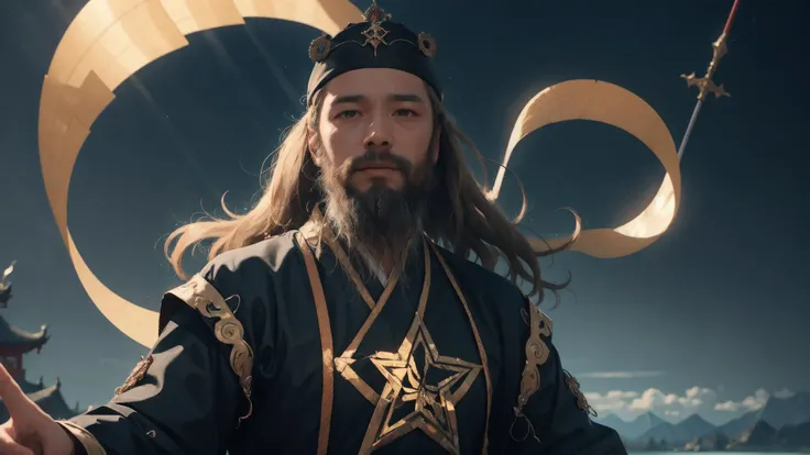 exposed,cleavag,chinese long beard, (color) beard (e.g. red beard, black beard, golden beard, white beard),man,1boy,
glowing lines,(dramatic angle, dynamic pose),
(There are countless divine swords floating in the air beside you),
DragonPatterns, TaiChidiagrams, RadialPatterns,Ribbons,Silk,Ribbons,CrossLegged,
flowy costumes, flowy headpieces, flowy gowns,
epic realistic, (motion blur), realistic, 3d Model,
(look viewer:1),
action1(sit:1),
action2(fly over:1)
(floating colorful SwordQi:1),
(floating_glowing colorful pentagram:1),
(floating_glowing colorful ShanHaiJing:1),
(floating_glowing colorful Excalibur:1),
(floating_glowing colorful herbs:1),
<lora:Chinese_Long_Beard_v2-000002:0.5> <lora:locsChinaLandscapes_locsChinaLandscapes:0.25> ,chinese, mountains, glowing temple, mountains in front, epic composition