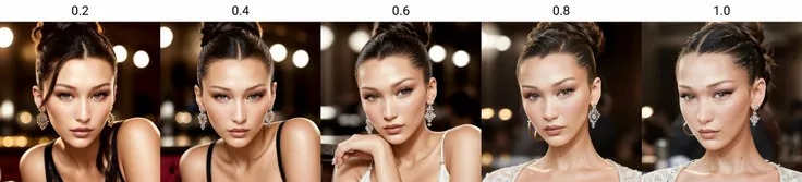 portrait photo of BellaHadid beautiful woman hair updo upsweep nightclub sitting at bar (masterpiece) (best quality) (detailed) (8k) (HDR) (wallpaper) (cinematic lighting) (sharp focus) (intricate) <lora:BellaHadid:0.2>