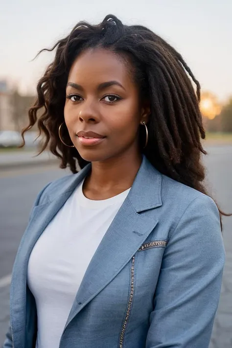 camillewinbush, woman, face ultra-realistic, highly detailed, plain background, dreadlocks, shirt, jacket, 
 <lora:CamilleWinbush_v1:0.8>