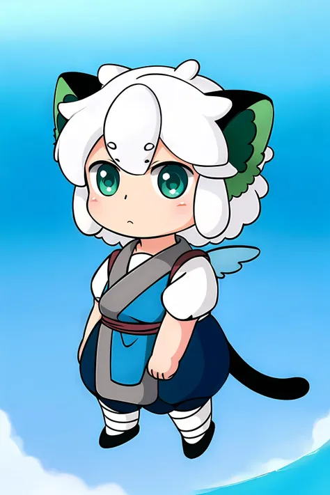 LuoXiaoHei, cat boy, (white hair), black tail, animal ears, green eyes, cat ears, aqua eyes, solo, 1boy, eyebrows visible through hair,
mini wings, Aerial View, (full body), (chibi), :<, blush, closed mouth,
exquisite and exquisite, fairy tale, incredible high details, pixar style, bright color, natural light, ctane rendering,
gorgeous, ultra clear details, 8K, hd realistic, 8K hd realistic,