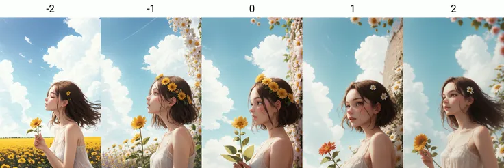 young woman,flower ,sky,<lora:tangbohu_blurbg:-2>