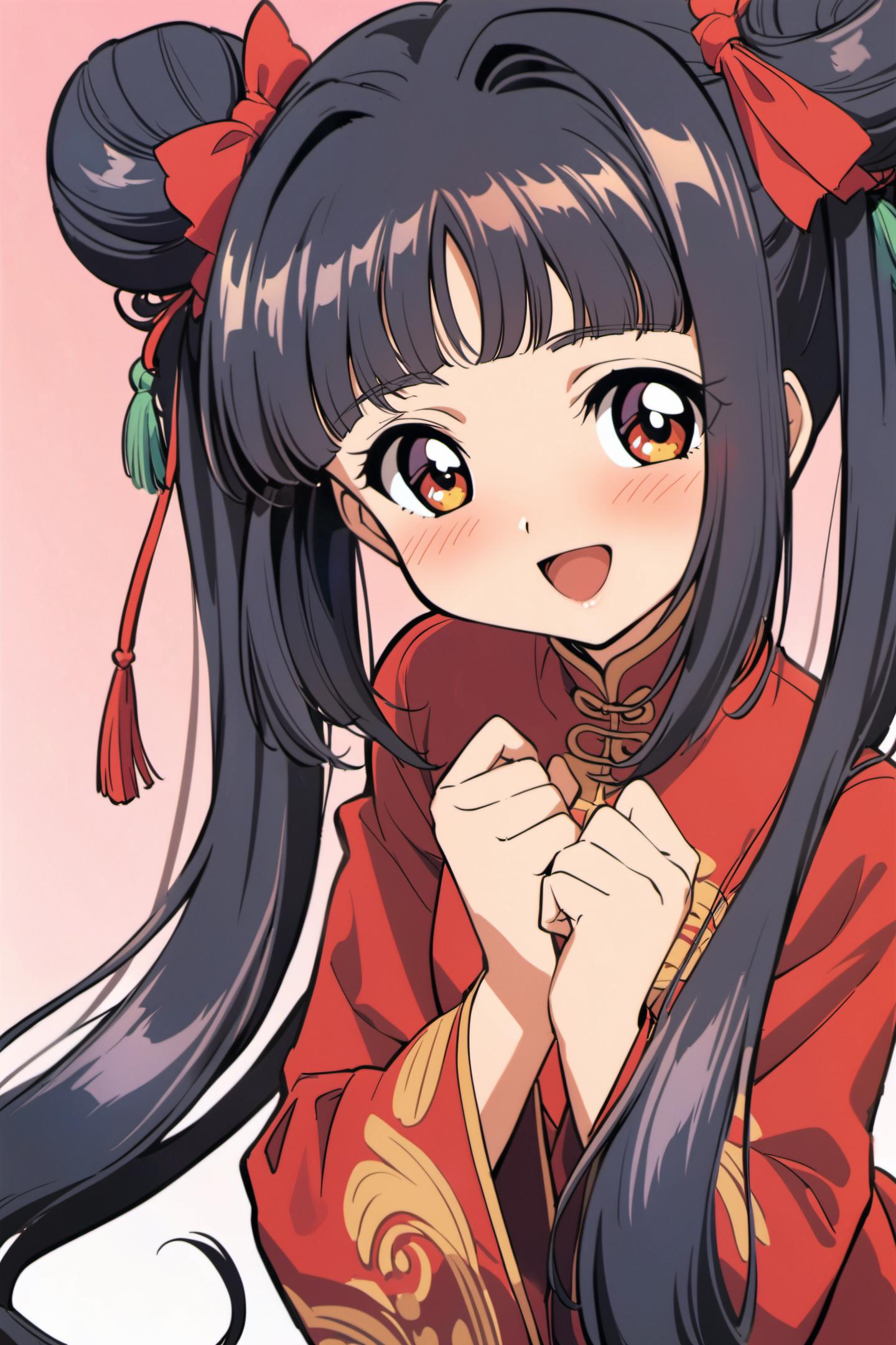 A close up of a woman with long hair wearing a red dress - SeaArt AI