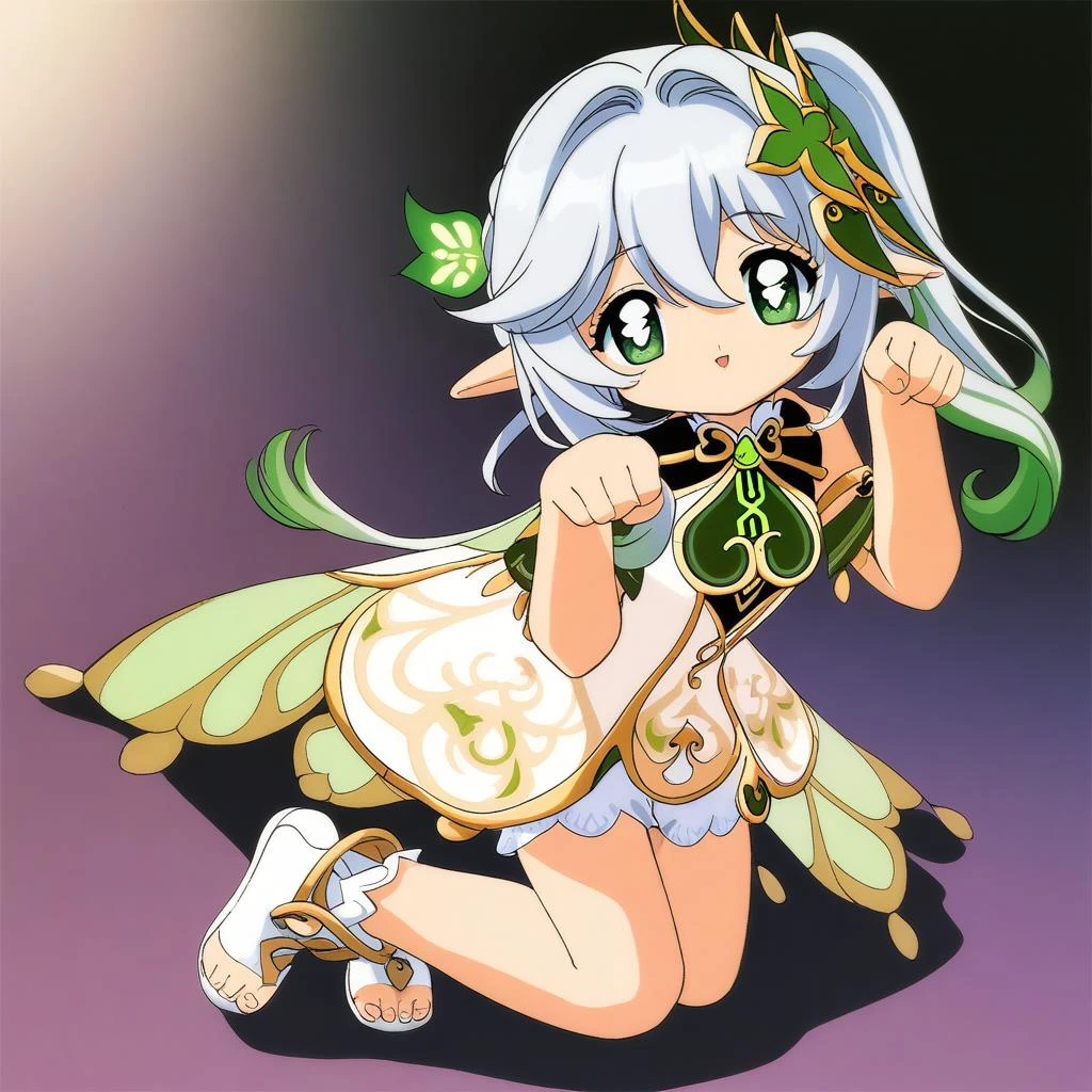 masterpiece,best quality,1girl,nahida \(genshin impact\),looking at viewer,paw pose,full body,
happy,<lora:飿 ¼__flyx3__éå¡å°å¥³æ¨±(å¨ç»ç)__æ¨ä¹æ¬æ¨±å¤§éä¸ç¥ä¸- Artist Style:0.8>,very aesthetic,retro artstyle,1990s (style),