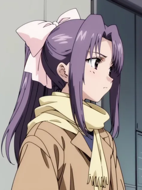 <lora:Koigakubo_Momoko:0.8>, koigakubomomoko, 1girl, solo, coat, scarf, profile, sidelocks, upper body, long sleeves, expressionless, from side, ribbon, bow, hair ribbon, class_room, 
 2000s \(style\), anime, anime_screencap, animated gif, mp4 ,video, animated,