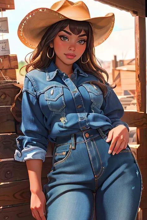 DEN_zaraziy_misamini,
(country beauty posing against a wooden fence with a plaid shirt and jeans and a cowboy hat, cow girl, country girl, cow girl:1.2),
bokeh, f1.4, 40mm, photorealistic, raw, 8k, textured skin, skin pores, intricate details <lora:epi_noiseoffset2:1>, epiCRealism <lora:ClothingAdjuster3:-1>