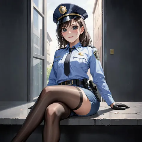 Penis is inserted　A woman in uniform and spats