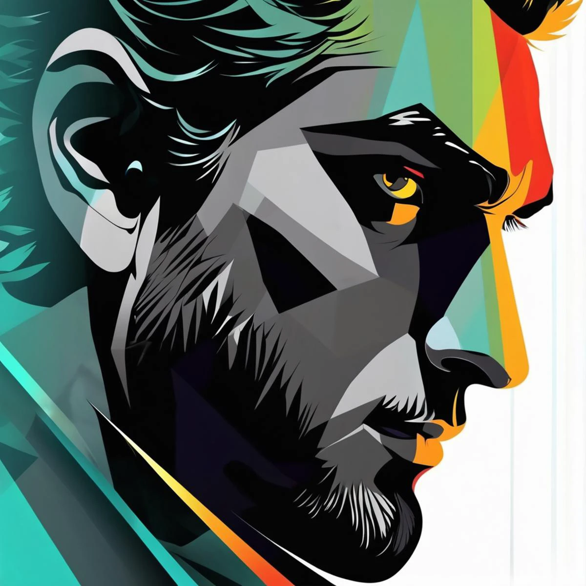 graphic art, poster design, male face
