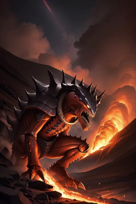 (masterpiece, best quality), intricate details,
volcano, smoke, lava, fire, red light, <lora:nids:0.8>(nids, alien, monster, sharp teeth, carapace,:1.2)