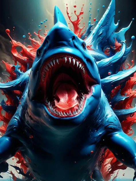 (masterpiece, best quality), 1girl, <lora:sharkBattle:0.8> fightShark,girl fighting a shark head-on,girl glaring at a shark,from side,