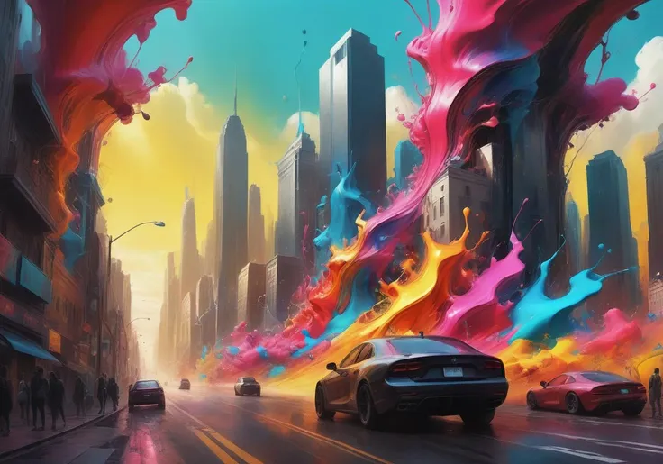a panorama of a city,<lora:paintmgc:1.1>,paintmgc,colorful paint,cinematic