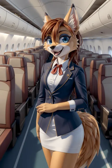 (cartoon), (anthro furry:1.4), flight attendant, standing, aisle, talking, seats, airplane interior, passengers sitting in seats, (masterpiece:1.2), vibrant colors, best quality, crisp, clear, detailed eyes, <lora:GoodHands-beta2_Envy:1>