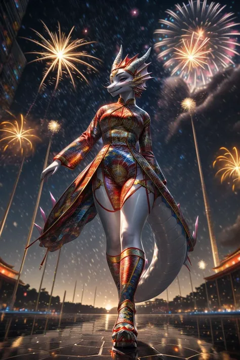 (Ultra-HD-details)
full body, anthro, furry, dragon, scale
1girl, gorgeous, Great Joy, Cheongsam, China's national dress
new year fireworks background
midjourney
<lora:midjourney_20230624181825:0.6>
<lora:more_details:0.7>
<lora:beautiful detailed eyes:0.7>