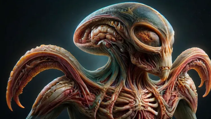 <lora:alienzkin-sdxl:0.6> alienzkin style, (((Cthulhu))), glowing golden eyes, tentacles,
<lora:Cross_Section_Style_SDXL:1.2> ais-xsection, alien autopsy, medical diagram, alien writing, annotated,
<lora:epoxy_skull-sdxl:0.3> epoxy_skull
<lora:add-detail-xl:0.6> <lora:more_details:0.6> photo-realistic, 4k, highly detailed,