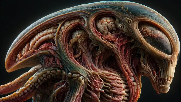 <lora:alienzkin-sdxl:0.6> alienzkin style, (((Cthulhu))), glowing golden eyes, tentacles,
<lora:Cross_Section_Style_SDXL:1.2> ais-xsection, alien autopsy, medical diagram, alien writing, annotated,
<lora:epoxy_skull-sdxl:0.3> epoxy_skull
<lora:add-detail-xl:0.6> <lora:more_details:0.6> photo-realistic, 4k, highly detailed,