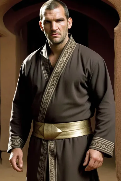 designed by Dariusz Klimczak and Antanas Sutkus, photograph, well-endowed Navajo (Niko Bellic:1.3) , the Man is Creepy, Shaolinn Monk, Niko Bellic is dressed in clothes, his clothes is tailored by Dolce Gabbana, Masculine Pose, [Noxious|Kindhearted] South African Small Mustache, Sharp and in focus, Detailed illustration, Cartooncore, Cinestill, Canon eos 5d mark 4, F/2.8, Amaro, Gold Leafing