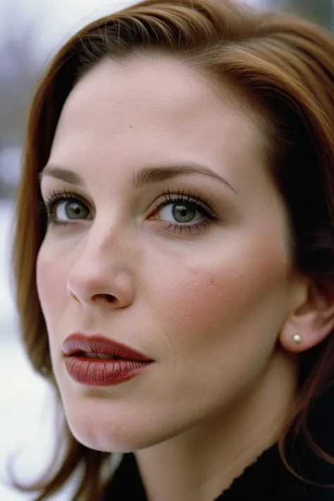 photograph portrait, close up of a Holy Marija with eyes of Shannon Elizabeth and lips of Molly Ringwald, detailed skin, ultra detailed, facing viewer | winter garden, Hopeful, Kodak Ektar 100, 80mm, two colours, detailed skin, ultra detailed