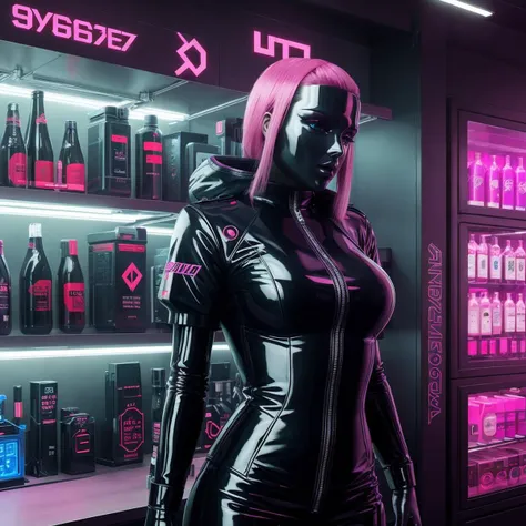 corporate cyberpunk shop that sells latex clothing