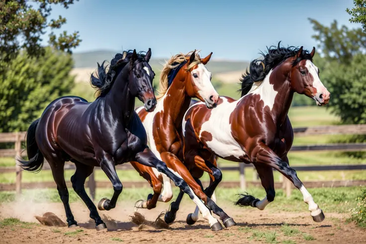 (masterpiece, best quality:1.2), ultra-detailed, group of paint horses, (realistic:1.5), <lora:EdobHorse_v1.0:0.8>