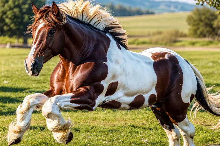 (masterpiece, best quality:1.2), ultra-detailed, GypsyVanner horse closeup, (realistic:1.5), <lora:EdobHorse_v1.0:0.8>