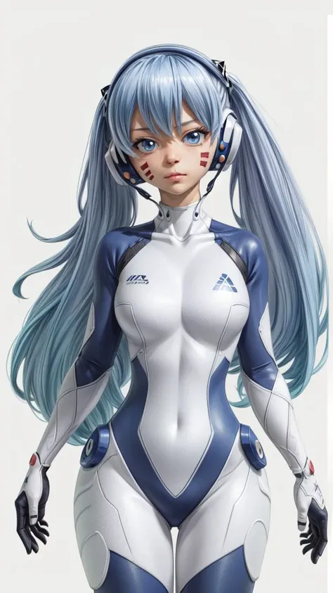 <lora:GoodHands-vanilla:1>, (masterpiece, 4k, best quality:1.2, ((cowboy shot)), best quality:1.2, NICE HANDS, COLORFUL, (perfect hands, perfect anatomy)),
aamio, long hair, twintails, facial mark, headphones, white bodysuit, skin tight, gloves, ((MEDIUM BREASTS, BIG HIPS, LOOKING AT THE VIEWER)), ((full BODYSuit)),
, ((simple background, white background)), <lora:GoodHands-vanilla:1>