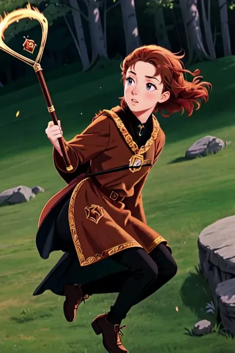 (gryffindor:1.2) seeker, AS-Adult, [AS-YoungV2:0.5], [ginny:minerva:0.2], broom riding, quidditch, red hair, [harry potter \(series\)::5]
, outdoors,
<lora:Minerva McGranitt:1.0>