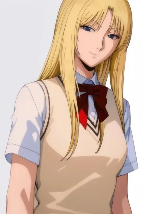 best quality, masterpiece,
1girl, solo, kanzakiurumi, mature female, medium breasts, slender body, blond,
school_uniform, happy smile,
<lora:Kanzaki_Urumi:0.8>,
