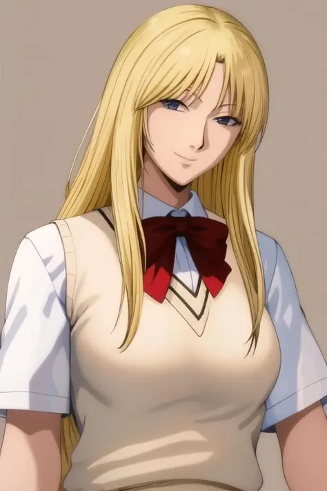 best quality, masterpiece,
1girl, solo, kanzakiurumi, mature female, medium breasts, slender body, blond,
school_uniform, happy smile,
<lora:Kanzaki_Urumi:0.8>,