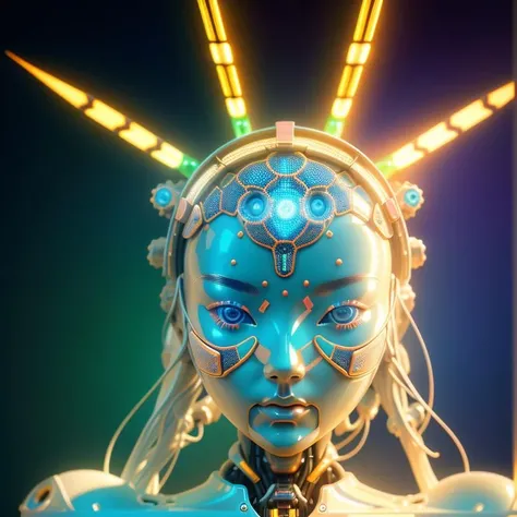 psychedelic Hyperrealistic art RAW analog photo of a sculpture of a neural network organism, synthetic porcelain girl, skin is mechanical, perforated skin, (looking left), (sharp focus, hyper detailed, highly intricate), natural lighting, . Extremely high-resolution details, photographic, realism pushed to extreme, fine texture, incredibly lifelike ((((symmetrical))))