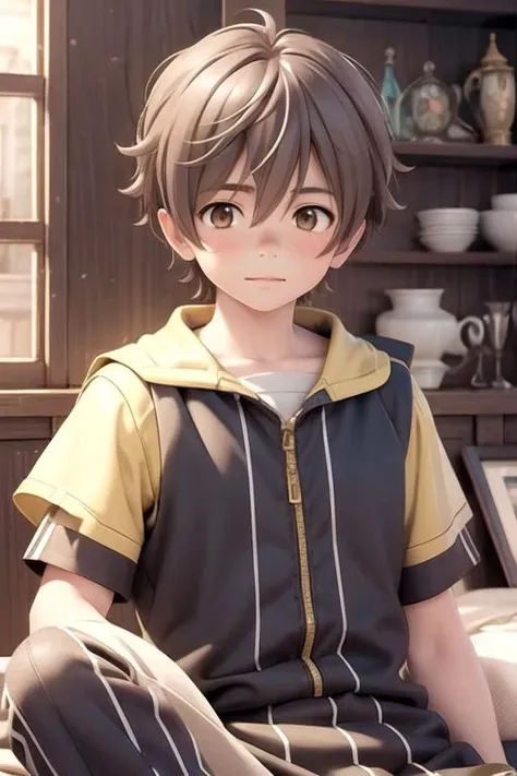 masterpiece, best quality, game cg, 1boy, solo, male focus, looking at viewer, , , anime coloring, realistic, <lora:shun_hashimoto:0.70>, shun_hashimoto, brown hair, brown eyes, jester costume, islamic golden age,