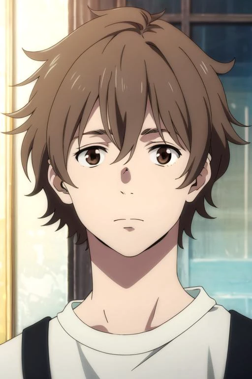 masterpiece, best quality, illustration, 1boy, solo, male focus, looking at viewer, upper body, depth of field, anime coloring, realistic, <lora:shun_hashimoto:0.70>, shun_hashimoto, brown hair, brown eyes