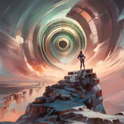 score_9, score_8_up, score_7_up,a realistic image, Alena Aenami style,A lone figure stands on a rocky pillar looking over a beautiful and vast valley with a black hole in the sky<lora:Alena Aenami style_pxl_2-000011:1>