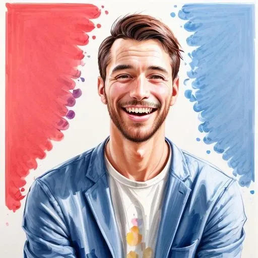 <lora:happinessexpression:0.4> happinessexpression a man portrait, gouache, happy