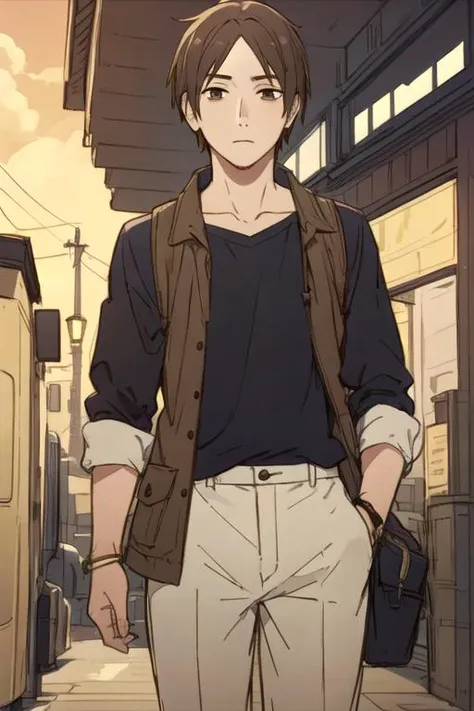 masterpiece, best quality, sketch, 1boy, solo, male focus, looking at viewer, , , <lora:hayate_ichikura:0.72>, hayate_ichikura, brown hair, brown eyes, , , dieselpunk,