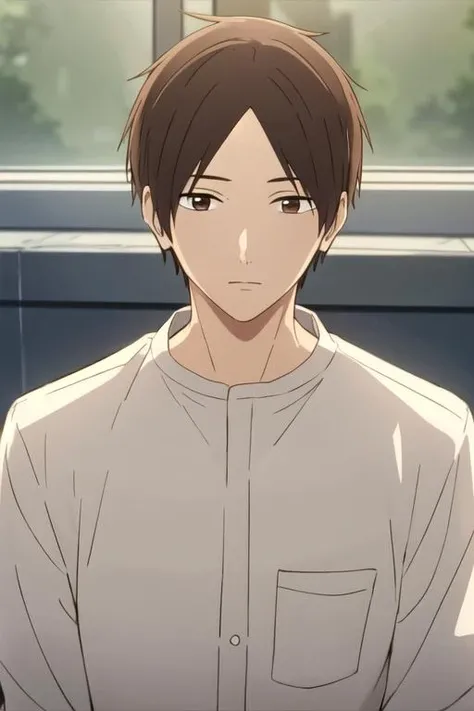 masterpiece, best quality, sketch, 1boy, solo, male focus, looking at viewer, upper body, depth of field, <lora:hayate_ichikura:0.68>, hayate_ichikura, brown hair, brown eyes