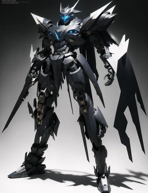 a robot, best quality,highly detailed, ultra-detailed, masterpiece, 8k wallpaper,white theme, blue eyes, absurdres, highres, super fine illustration, absurdres, solo, game cg, lord,at night, (blacklight:1), (detailed beautiful face and eyes:1.0),( full body:1.5),command spell,mecha musume,mask,mechanical parts, robot joints,,full armor,(full body:1.5),glowing eyes,mecha,standing, looking at viewer, skinny,(cloak:1.2)