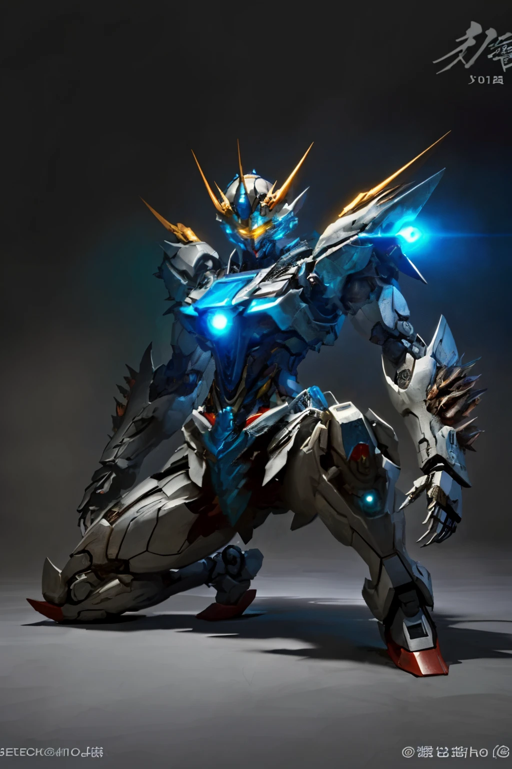 a robot, gundam , mecha, glowing, crouching
zhongfenghua,
<lora:zhongfenghuaxiyou-000018:0.7>