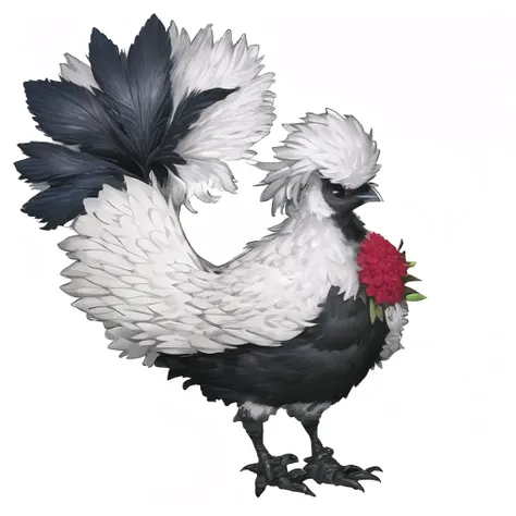 (a silkie:1.1), masterpiece, best quality, looking at viewer, flower, tachi-e, full body, white background, no human <lora:standingFullBodyWithBackgroundStyle_v10Offset:0.9> <lora:silkies-v0.3:1>