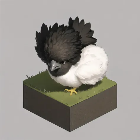 mastepiece,best quality,isometric, (an illustration of a silkie chicken:1.1), white background <lora:silkies-v0.3:0.9>  <lora:isometricLocon_v10:1>