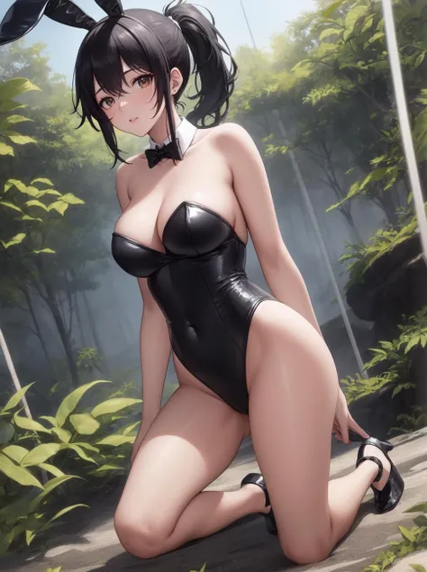 8k, masterpiece, highly detailed, solo, beautiful woman,
Jungle,
jib shot,
stomping,
confused,
playboy bunny leotard,
Low Ponytail,
black hair,