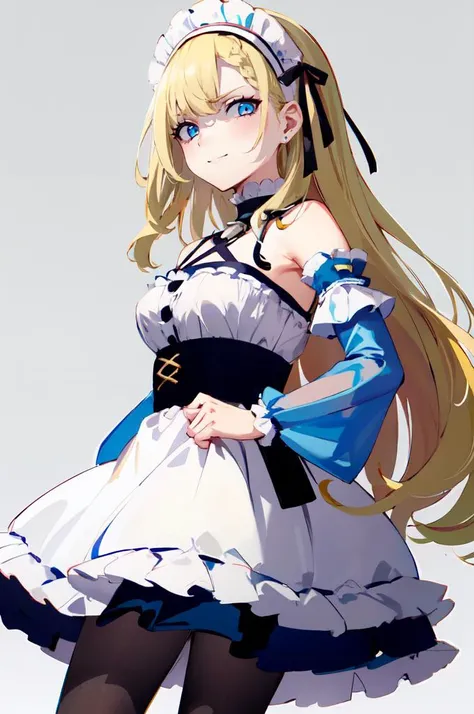 ultra detailed, masterpiece, best quality,
solo, soft smile, light smile,
1girl, blue eyes, very long hair, blonde hair, long blonde hair, french braid, bangs, medium breasts,
hair ribbon, frilled choker, criss-cross halter, sleeveless dress, high-waist skirt, backless dress, waist bow, detached sleeves, frilled sleeves, wide sleeves, pantyhose, patterned legwear, mary janes, <lora:disgusted:0.75> disgusted face, looking at viewer, portrait