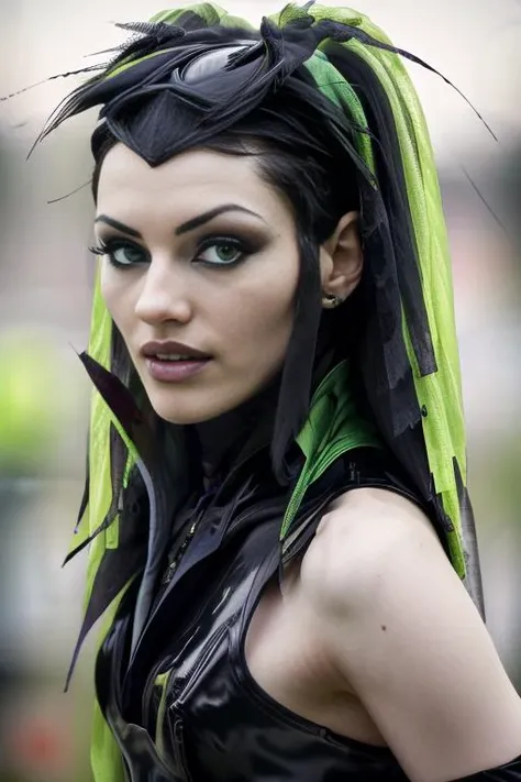 <lora:cybergoth-fC_v1.0:0.85> cybergoth hair-raising 22yo <lora:Malefica_character:0.7> MaleficentWaifu, (HQ photo, masterpiece, RAW photo:1.2), dress, green skin, ((panty lift)) BREAK ((photorealistic), realistic face, medium breasts), beautifully detailed woman, realistic face, detailed mouth, extremely detailed eyes_and_face, beautiful attractive face, beautiful detailed eyes, pronounced feminine feature, matte eyeshadow, eyelashes, eyeliner, perfect body, smooth skin BREAK color HD photo, Black and white, (full body, high quality photo, masterpiece), HDR, 8K resolution, analogue RAW DSLR, best quality, absurdres, vivid vibrant colors, skin pores, intricate detail, (intricately detailed face_and_eyes), realistic human hands, sophisticated detail, (realistic lighting, sharp focus), centerfold, bokeh, official art, 8k wallpaper, ultra high res, professional photography