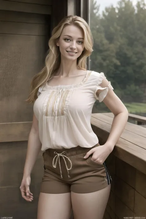 (masterpiece, best quality:1.2),
shiny skin, natural lighting,
(realistic, photorealistic),
<lora:Carisha:1>, Carisha, blonde hair, long hair, (brown eyes:1.1), big nose, European woman, (mature woman:1.1), (large breasts:0.45),
Fringed shorts, High-low hem top, , , ,
smile,
(Style-Kitchen:0.7),
<lora:Mild detail adjusterV10:0.5>