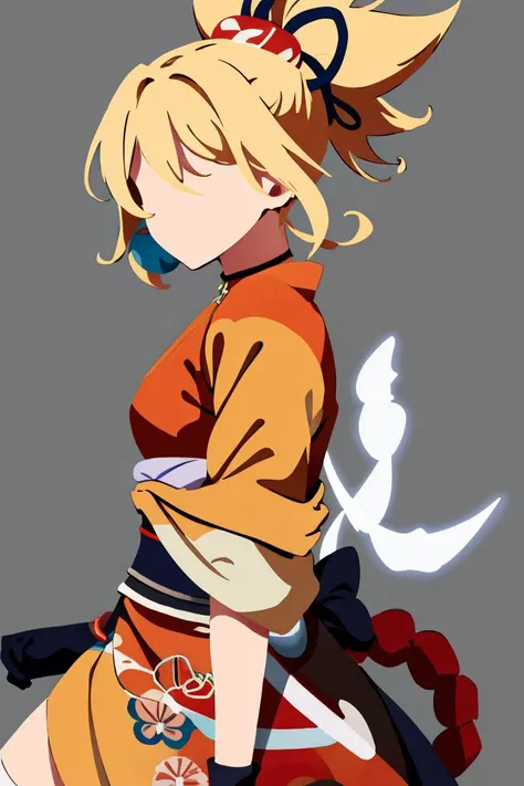 Highly detailed, High Quality, masterpiece, perfect ligthing, <lora:Minimalist:1> ChopioMinimalist, simple background, grey background, no eyes:1, no face, no mouth, <lora:yoimiya2:0.9> yoimiyadef