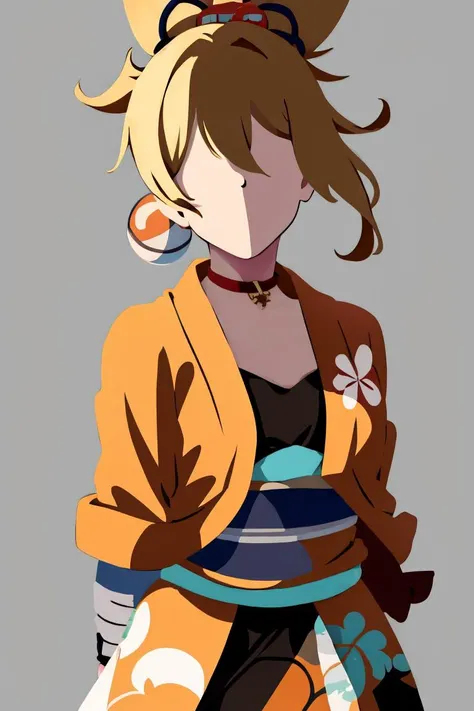 Highly detailed, High Quality, masterpiece, perfect ligthing, <lora:Minimalist:1> ChopioMinimalist, simple background, grey background, no eyes:1, no face, no mouth, <lora:yoimiya2:0.9> yoimiyadef